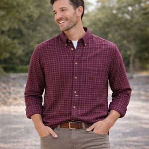 Claybrooke Outdoors Light Flannel Button Down Long Sleeve Men’s Shirt M Pocket